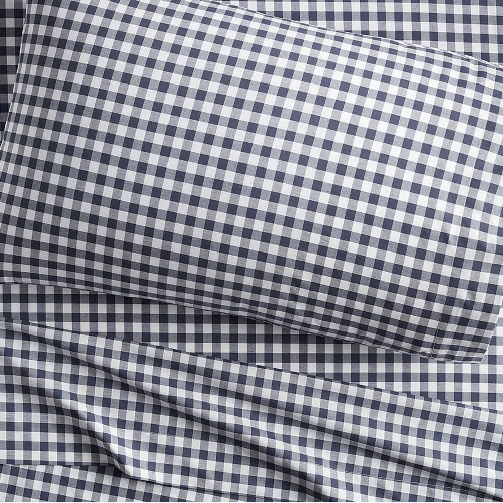 Pottery Barn Navy and White Gingham Bedding Set
